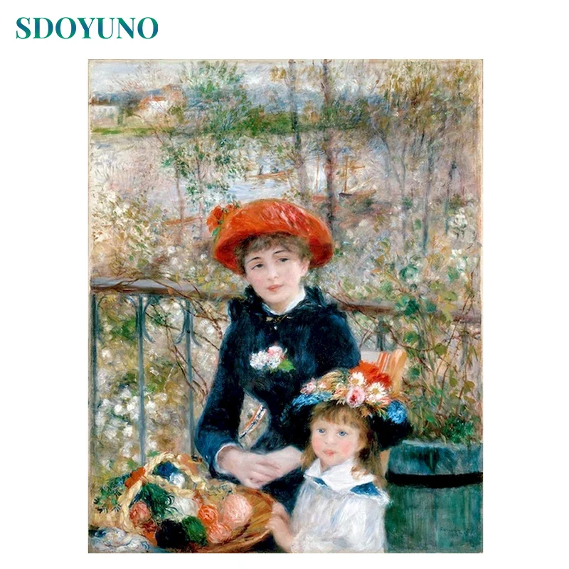 

SDOYUNO DIY Acrylic Painting By Numbers Kits Sister 60x75cm Paint By Numbers Figure Frameless Digital Handpaint Gift On Canvas