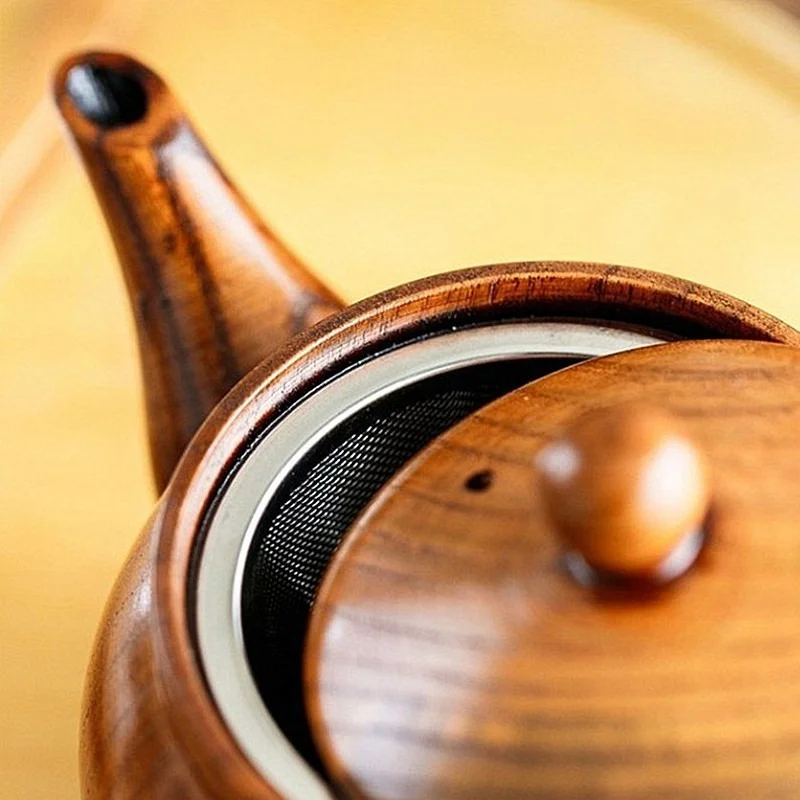 

Natural Jujube Wood Teapot, Wooden Teapot and Strainer Tea Teapot Hot and Cool Kettle