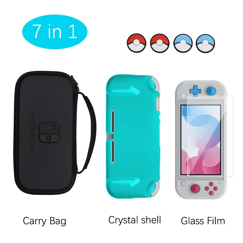 7 в 1 Набор аксессуаров для Nintendo Switch Lite с сумкой украшением виде кристаллов