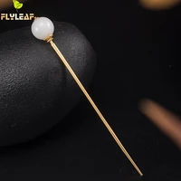 925 sterling silver jade lotus gold hairpin chinese traditional handmade hanfu accessories fine jewelry flyleaf