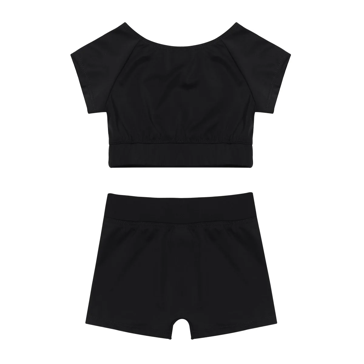 Kids Two-piece Dance Wear Crop Tops with Letters Printed Shorts Set Gym Workout Outfit for Girls Ballet Gymnastics Practice |