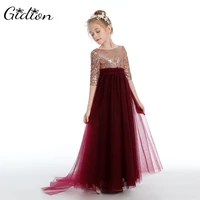 new simple flower girls dresses for wedding junior bridesmaid dresses tullesequins party prom pageant gown for kids with bow