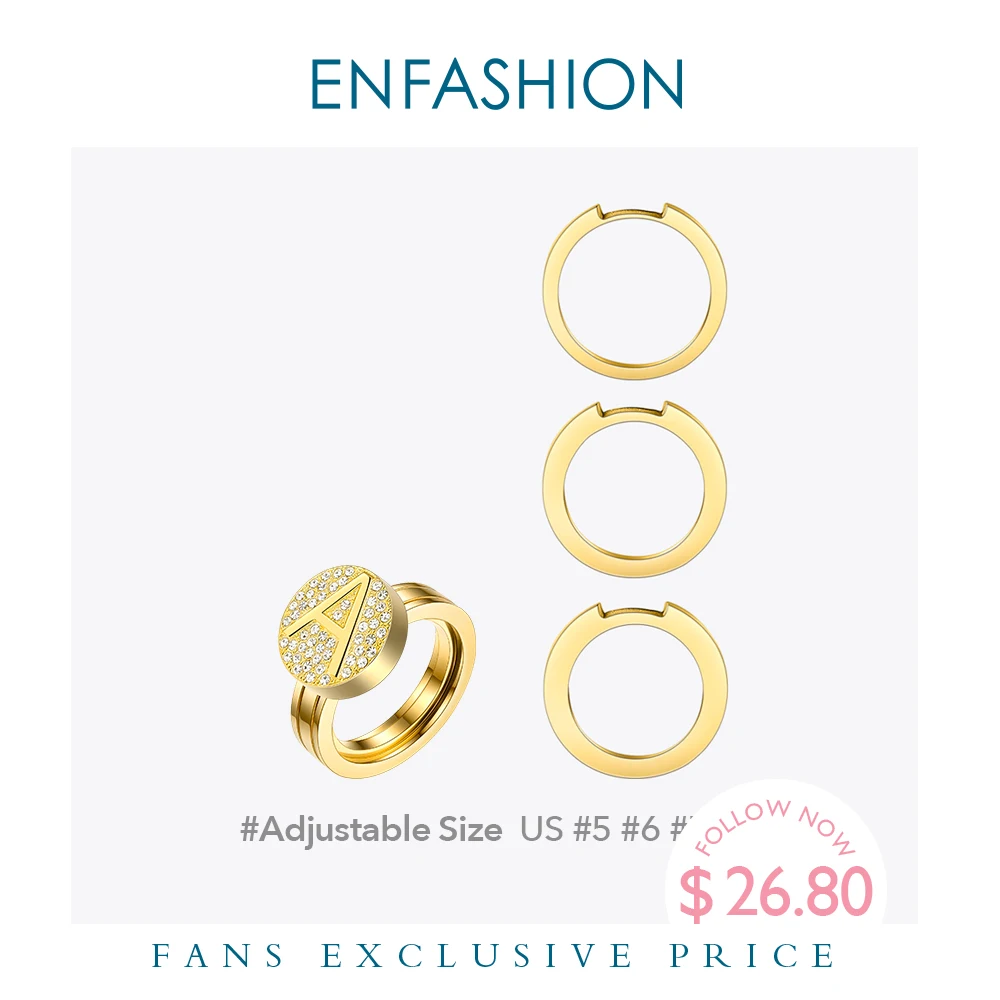 Кольцо с инициалом Enfashion женское из нержавеющей стали кольцо буквой золотого