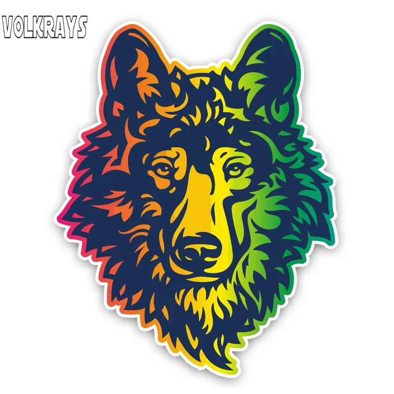 

Милые автомобильные наклейки Volkrays с головой злого волка цветные аксессуары светоотражающие солнцезащитные высококачественные ПВХ наклей...
