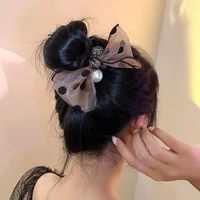 pearl diamonds bowknot hair rope sweet balls hair circle autumn and winter all match head rope rubber band