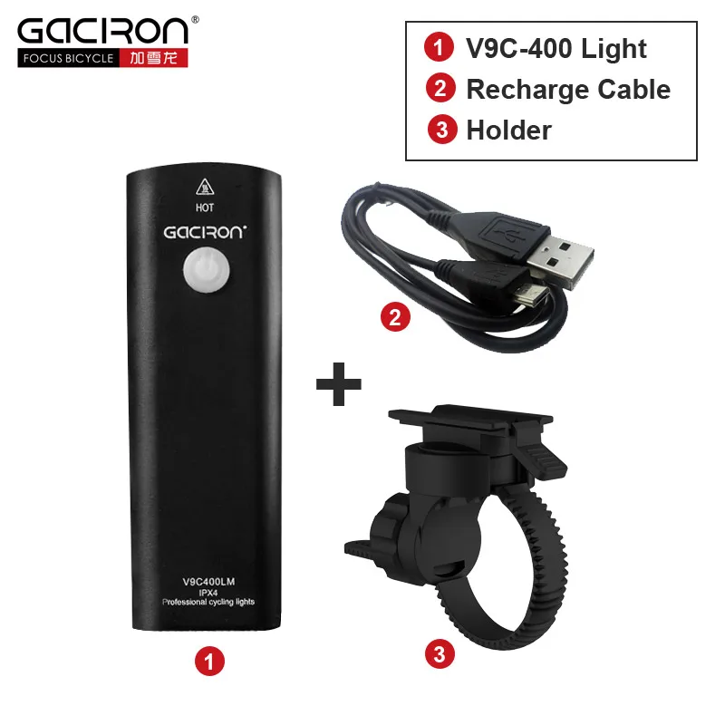 GACIRON Велоспорт Водонепроницаемый IPX3 светодиодный свет USB Перезаряжаемый мини-велосипед 400 люмен руль фара дорожный велосипед MTB