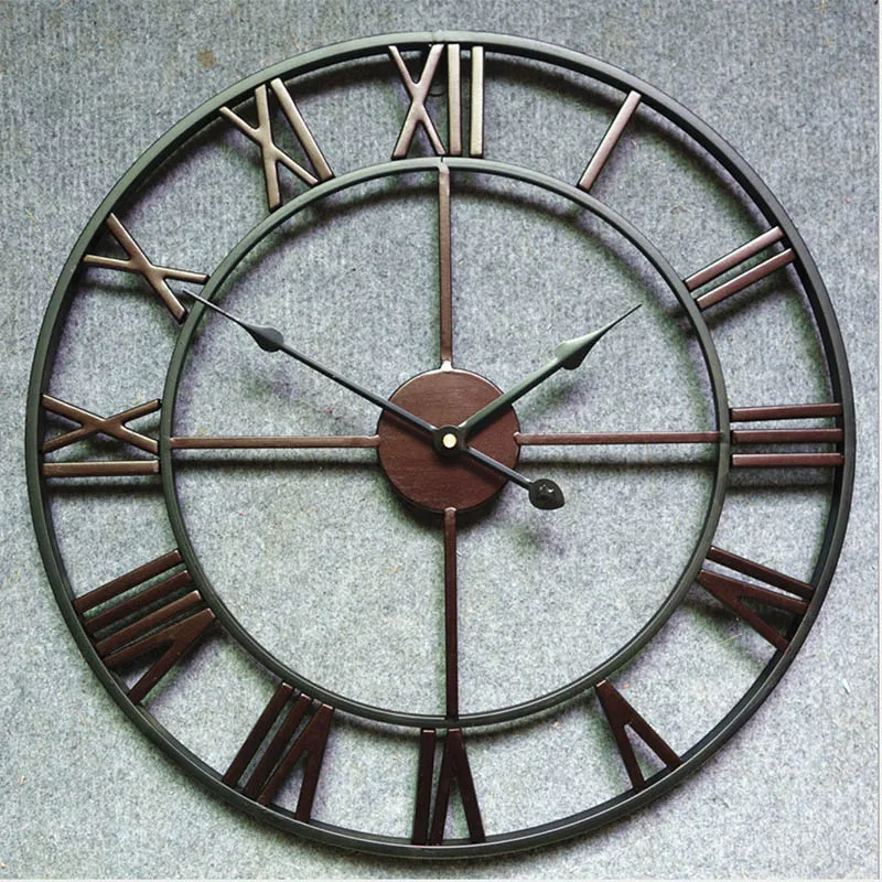 coppery Большие настенные часы Saat негабаритные настенные часы Reloj Pared Horloge Clok Duvar Saati Роскошные художественные большие металлические часы в винтажном стиле для гостиной - Цвет: coppery