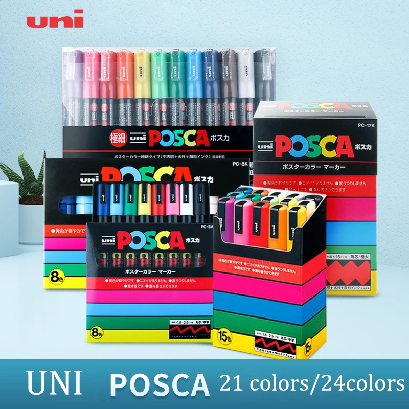 

21Colors/24 colors UNI POSCA PC-3M/1m/5m advertising graffiti highlight pen acrylic marker
