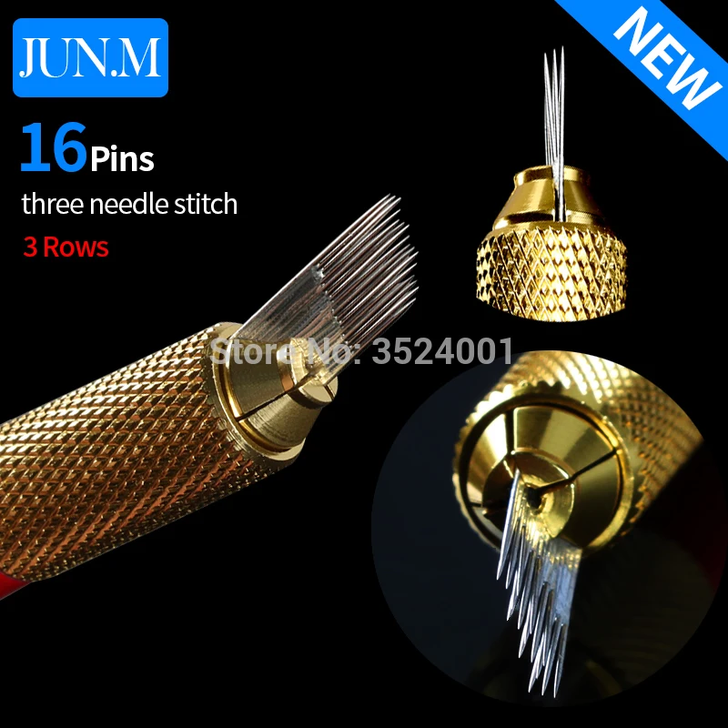 Бесплатная доставка 50 шт 3 ряда линии 16pin ИГЛЫ Перманентный макияж бровей Иглы