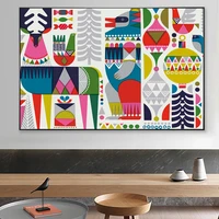 abstract colourful deer eagle totem scandinavian art painting on canvas posters and prints canvas wall picture for living room