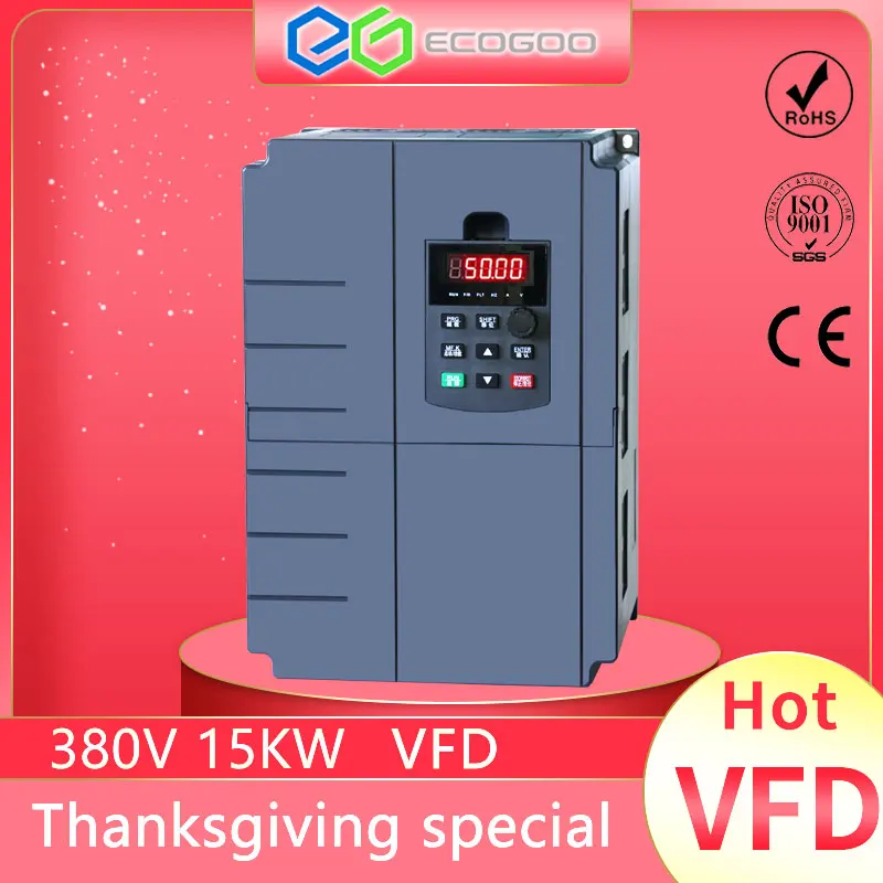

AC 380V 15KW 3 phase input 3phase output frequency inverter drives 50HZ 60HZ with dc reactor VFD for motor Speed Control