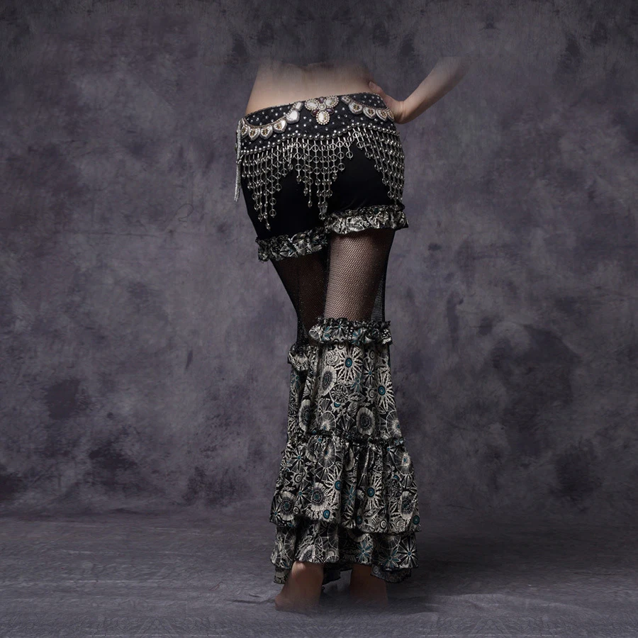 Брюки женские для танца живота цыганские расширяющиеся книзу штаны с завышенной