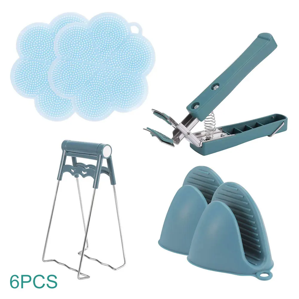 

6Pcs Stainless Steel Anti-Scalding Clip Bowl Plate Clamp Non-Slip Silica Gel Heat Insulation Multipurpose Kitchen Set Tools