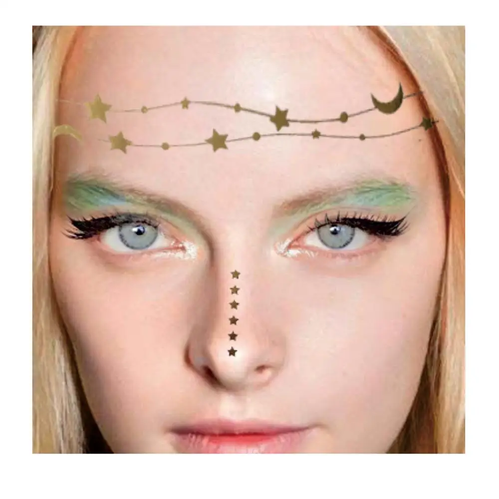 Металлическая Золотая Цыганская звезда модель FT0033 наклейка для татуировки