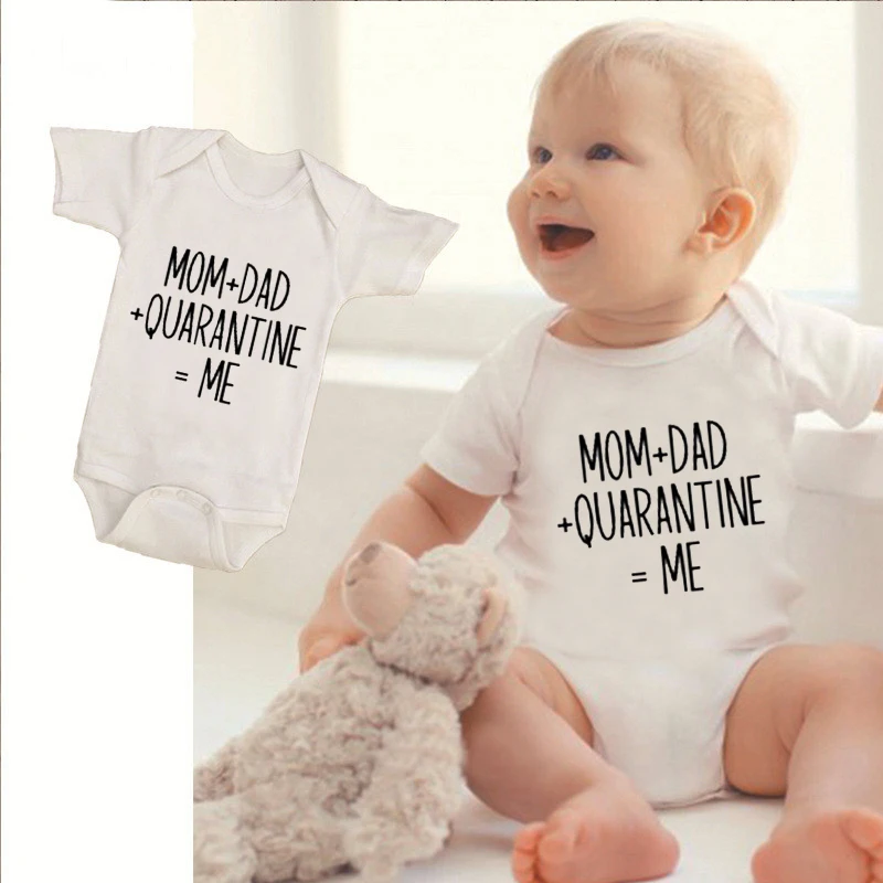 

Mom+Dad+Quarantine=Me Funny Letters Printed Baby Onesies Newborn Boy Girl Short Sleeve Romper Infant Toddler Cute Cotton Outfits