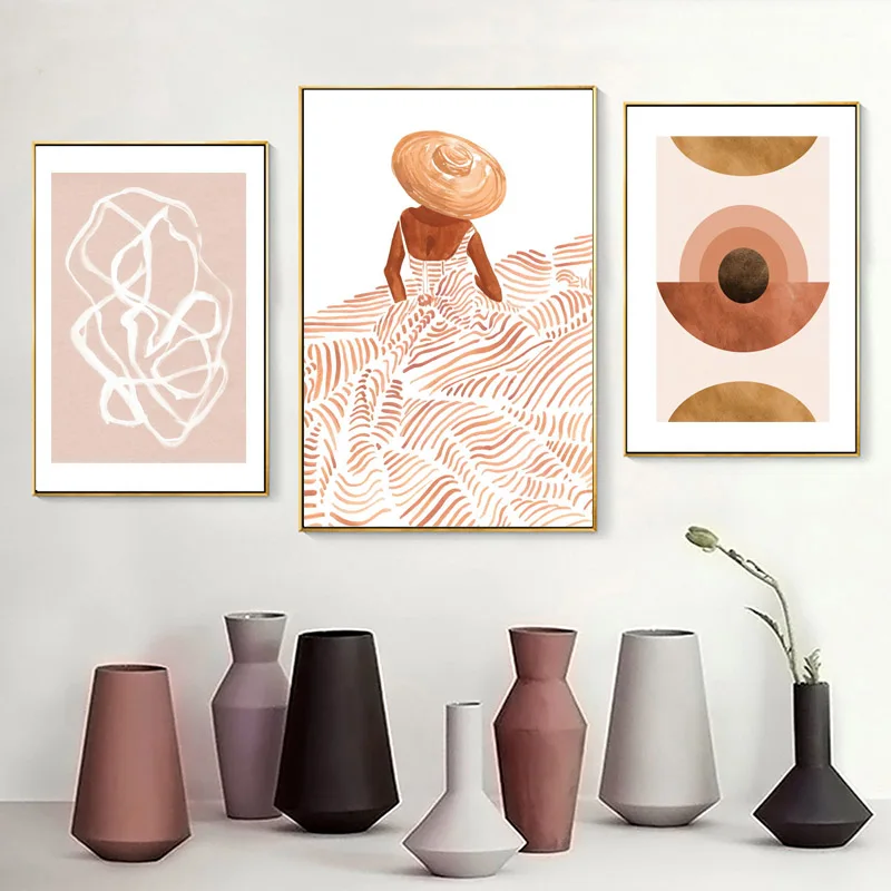 Абстрактная Линия Леди оранжевое дерево цитаты скандинавские постеры и принты