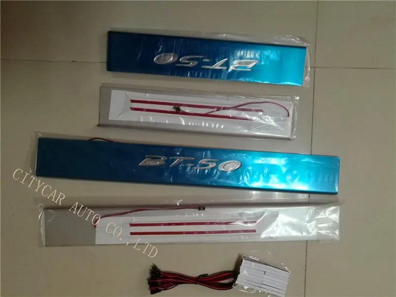 Автомобильная светодиодная Накладка на порог двери из нержавеющей стали для MAZDA