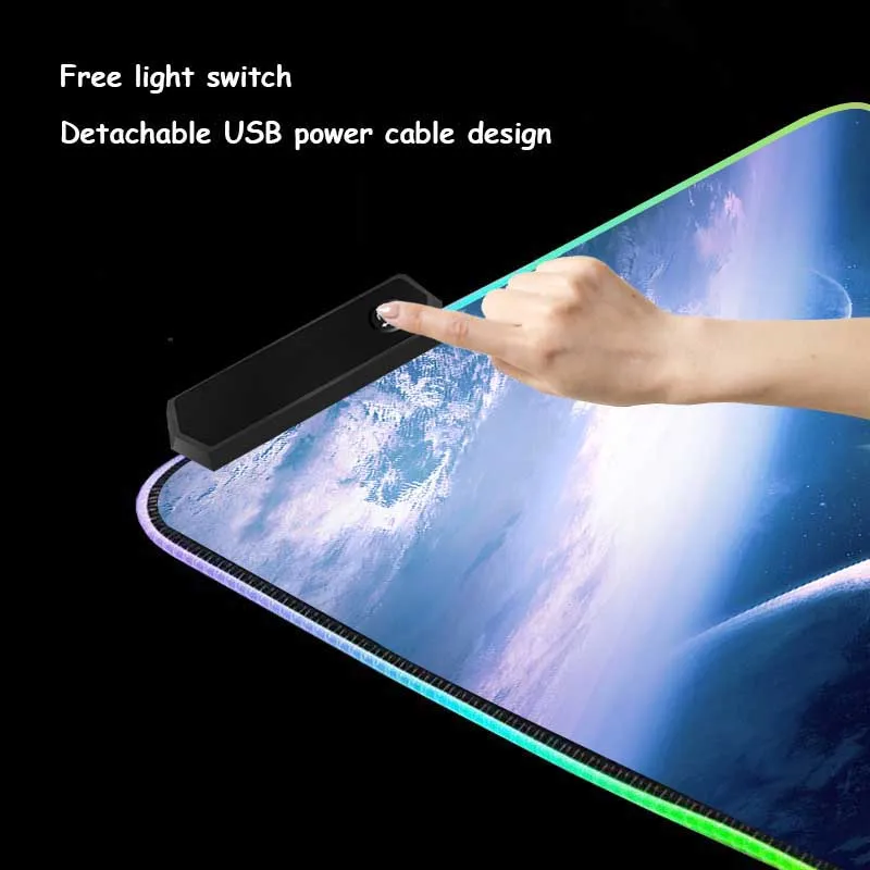 XGZ большой коврик для мыши RGB черный с краями замка планетой HD земным узором