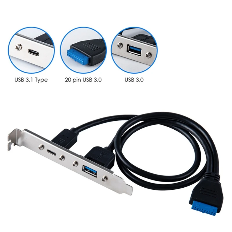 

PCIL to USB 3.0 + USB3.1 Type-C Expansion Bracket 20Pin Panel Mount Cable for PC Computer