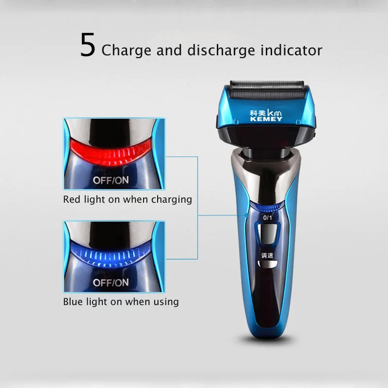 Kemei Reciprocating Electric Shaver 3D Floating Four Blade Rechargeable Men Bread Shaving Machine Waterproof Razors 40D | Бытовая