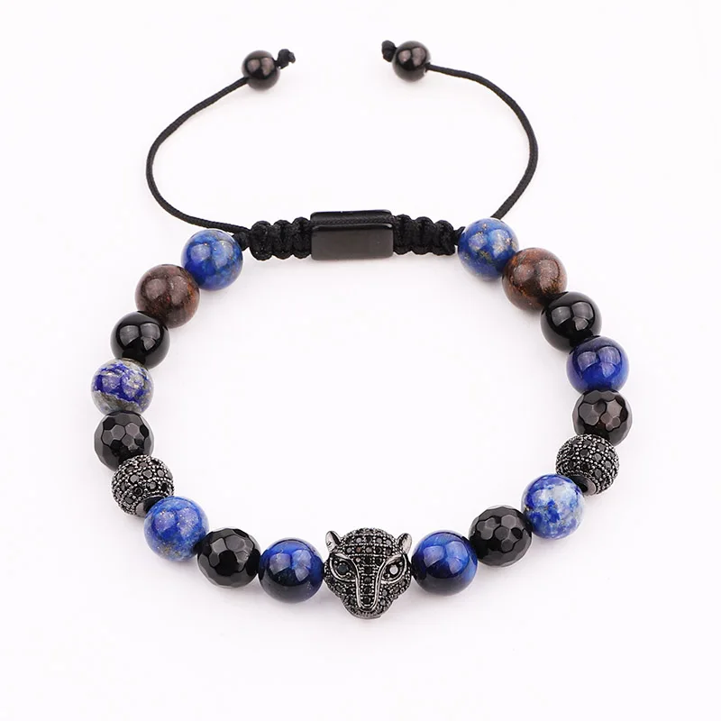 Новый модный мужской браслет милый дизайн натуральный камень тигровый глаз CZ