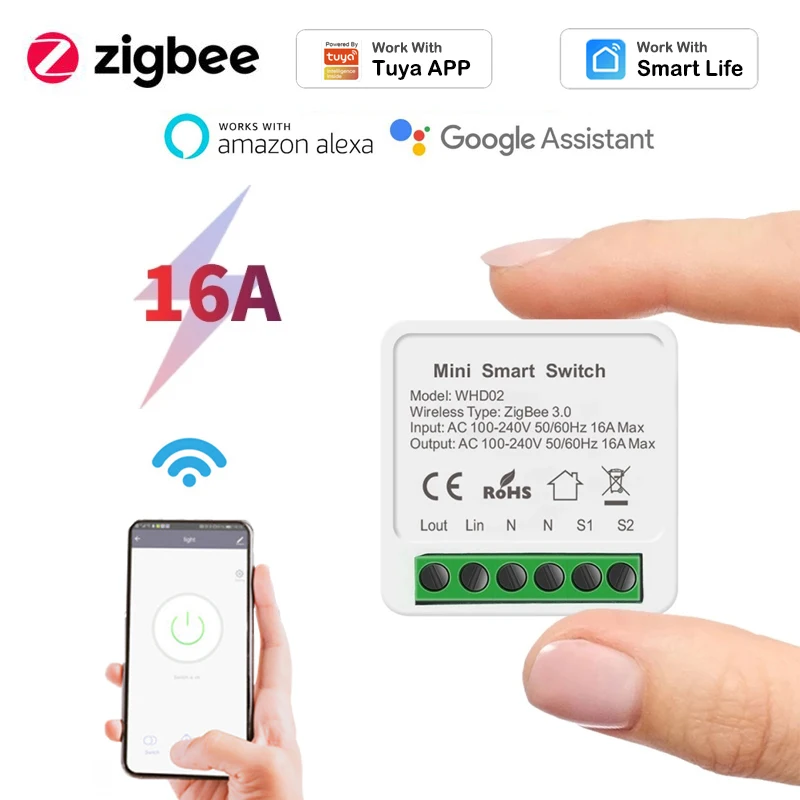 

16A Zigbee 3,0 DIY мини-переключатель для Tuya Smart Life шлюз мост беспроводной пульт дистанционного управления Автоматизация работа с Alexa Google Home