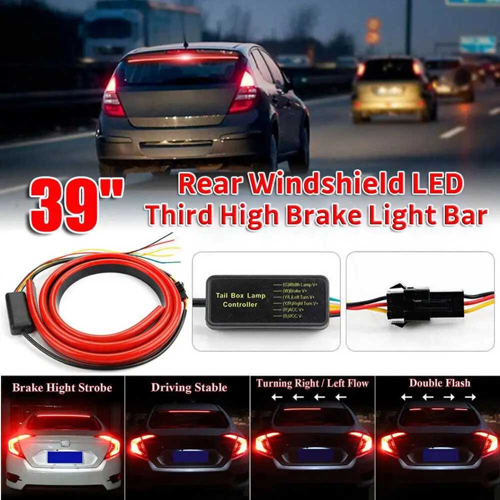 

39 inch Car LED Rear 3rd Stop Brake Strip Light Signal Lamp Driving Warning Turn