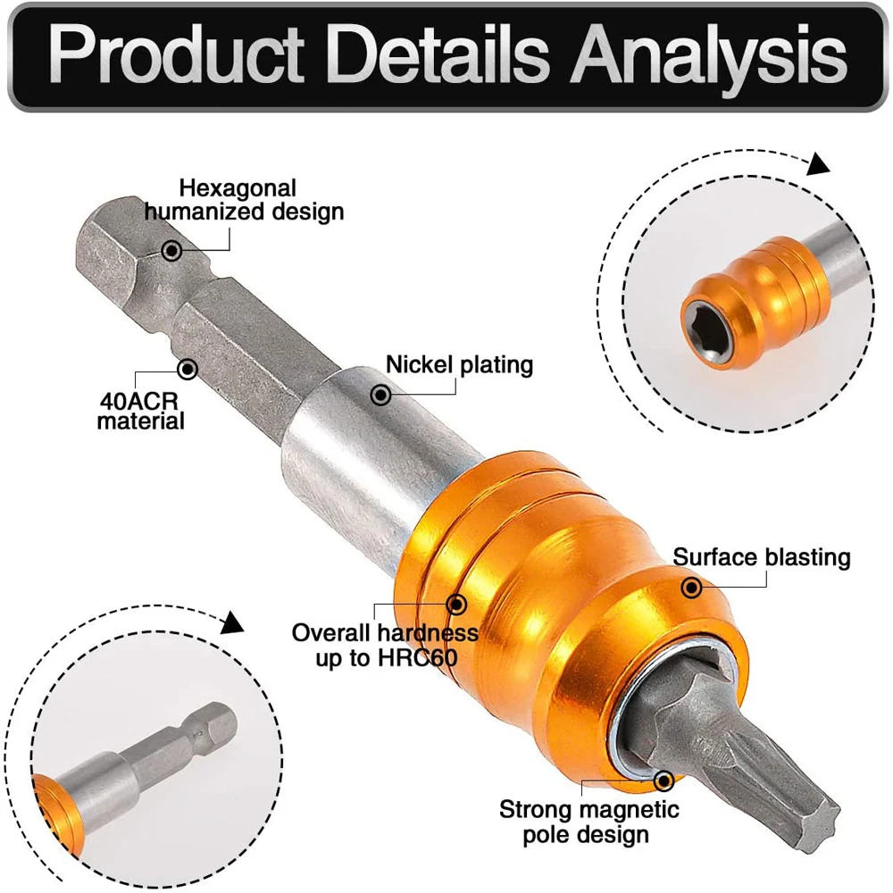 

31 pc impact screwdriver bit set with Magnetic Extension Bit Holder Carbon Steel Metric Carbon Steel Multifunctional Screw