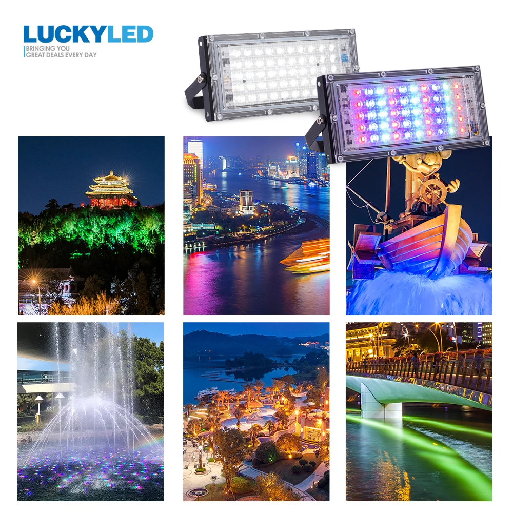 

LUCKYLED Led Floodlight Outdoor Waterproof IP65 Led Reflector 50w AC 220v 240v Led Spotlight Street Lamp Garden Led Flood Light
