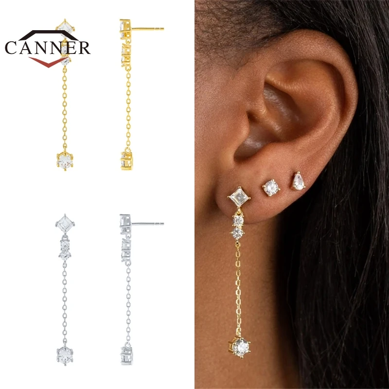 

CANNER Copper Gold-plated Colorful Zircon Ear Buckle Huggie Earrings for Women Piercing Hoop Earings Girl Jewelry Pendients