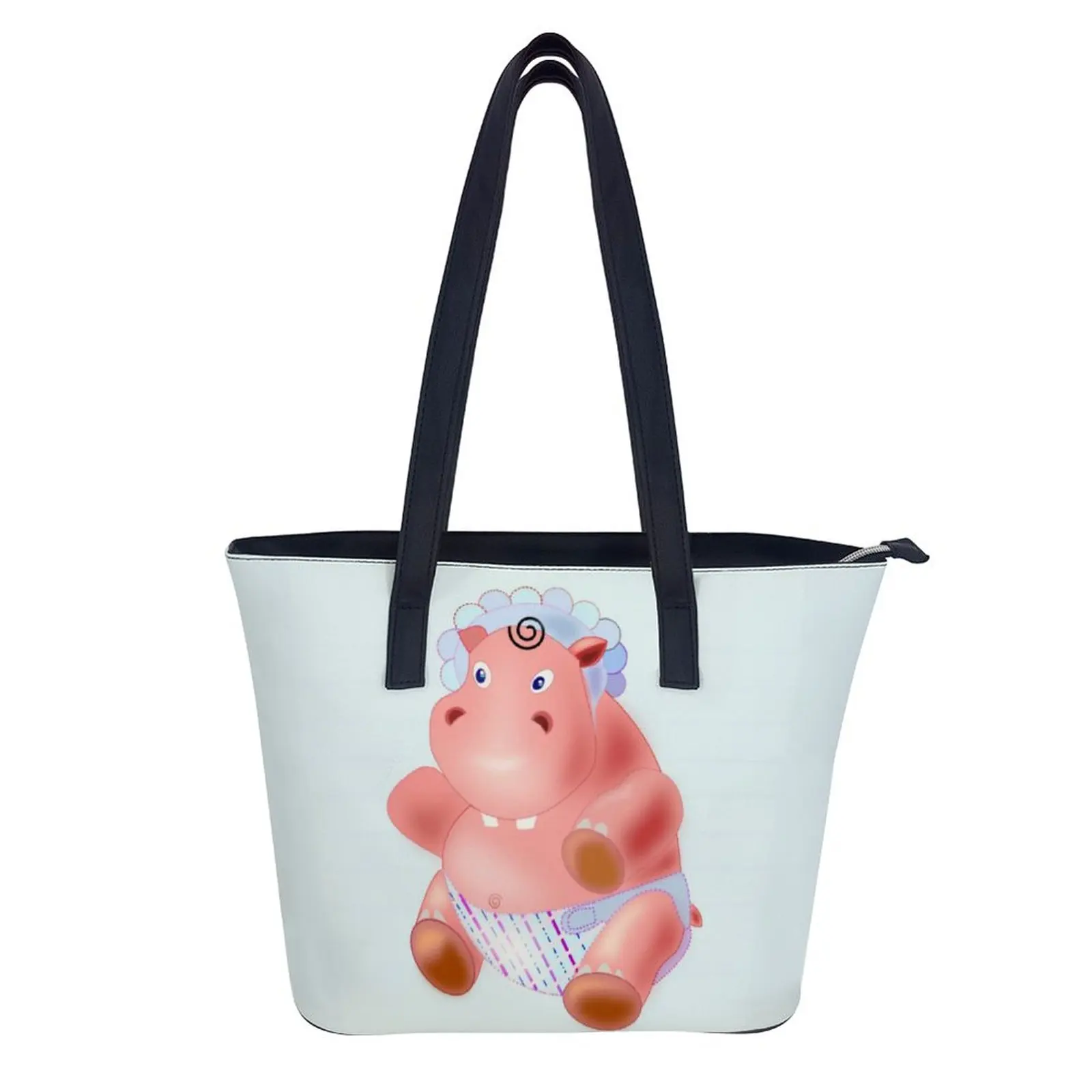 

Hippo Shoulder Bag Grocery Leather Handbag Large Streetwear Ziplock Student Shopping Bag