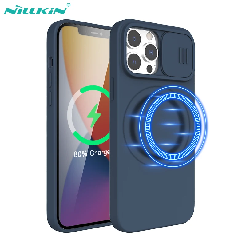 Для iPhone 14 Pro Max Магнитный чехол NILLKIN CamShield шелковистый жидкий силиконовый защитный чехол для камеры для iPhone 15/13 Pro