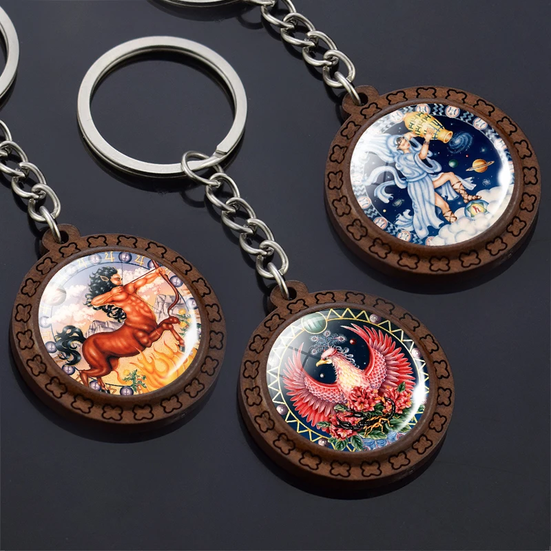 

Bohemia Long Pendant Keychain 12 Constellation Zodiac Sign Keychains Keyrings for Women Gifts Men Car Keyring Female Bag Chain