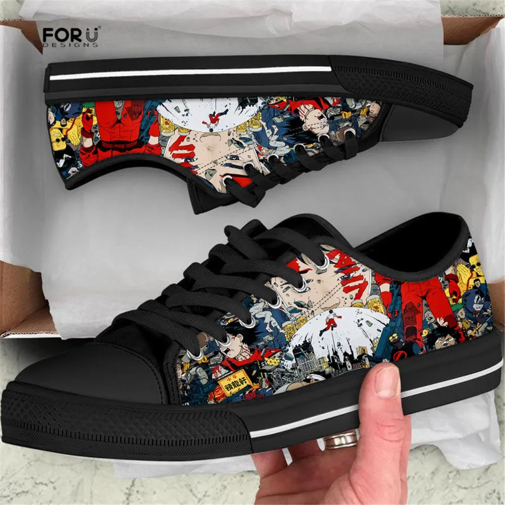 

FORUDESIGNS Classic Low Style Men Canvas Shoes Casual Sneakers Akira Kaneda Neo Tokyo Anime Print Lace-up Men's Vulcanized Flats