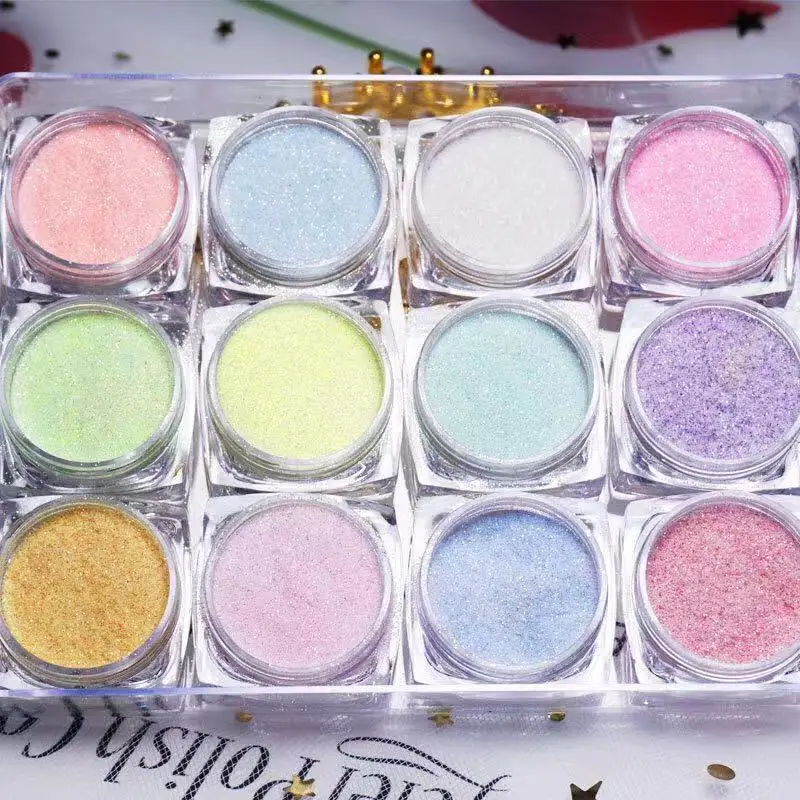 

12/6 бутылки для дизайна ногтей Блестящий сахарный порошок голографический блестящий для ногтей 12 цветов голографический лазер косметическ...