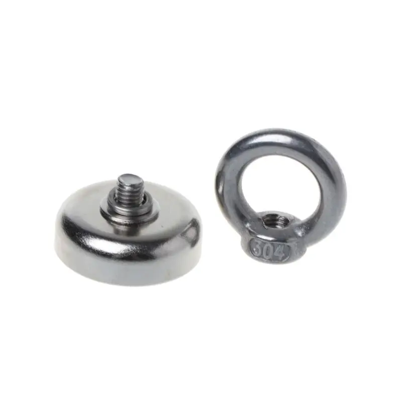 Мощный круглый неодимовый магнит металлоискатель с крючком сильный для морской