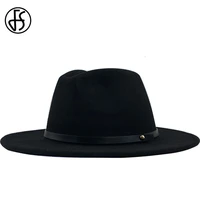 fs women men wool vintage gangster trilby felt fedora hat with belt ribbon wide brim gentleman elegant lady winter jazz caps