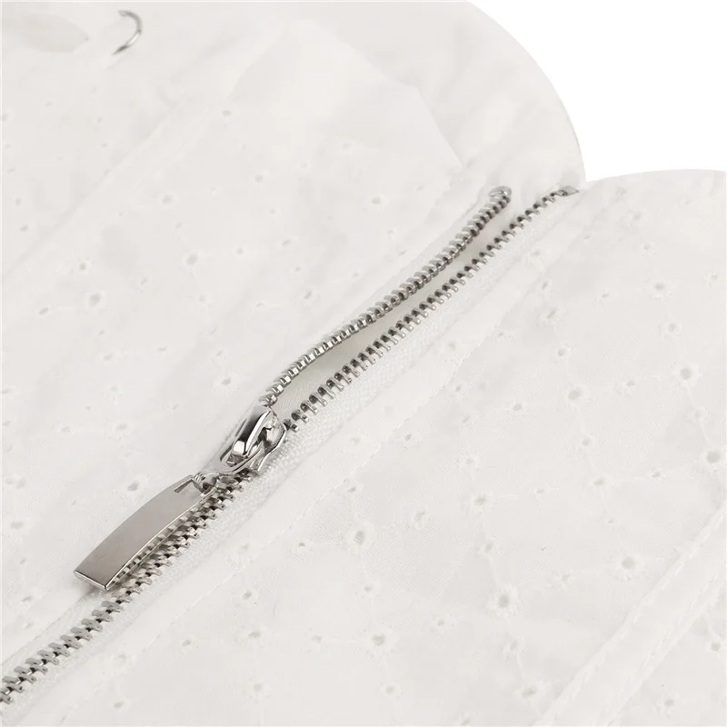 

2021 New Women Close-fitting Sexy Summer Bandage Zipper Camisole Fashion White Solid Color Boat Neck Sleeveless Crop Tops