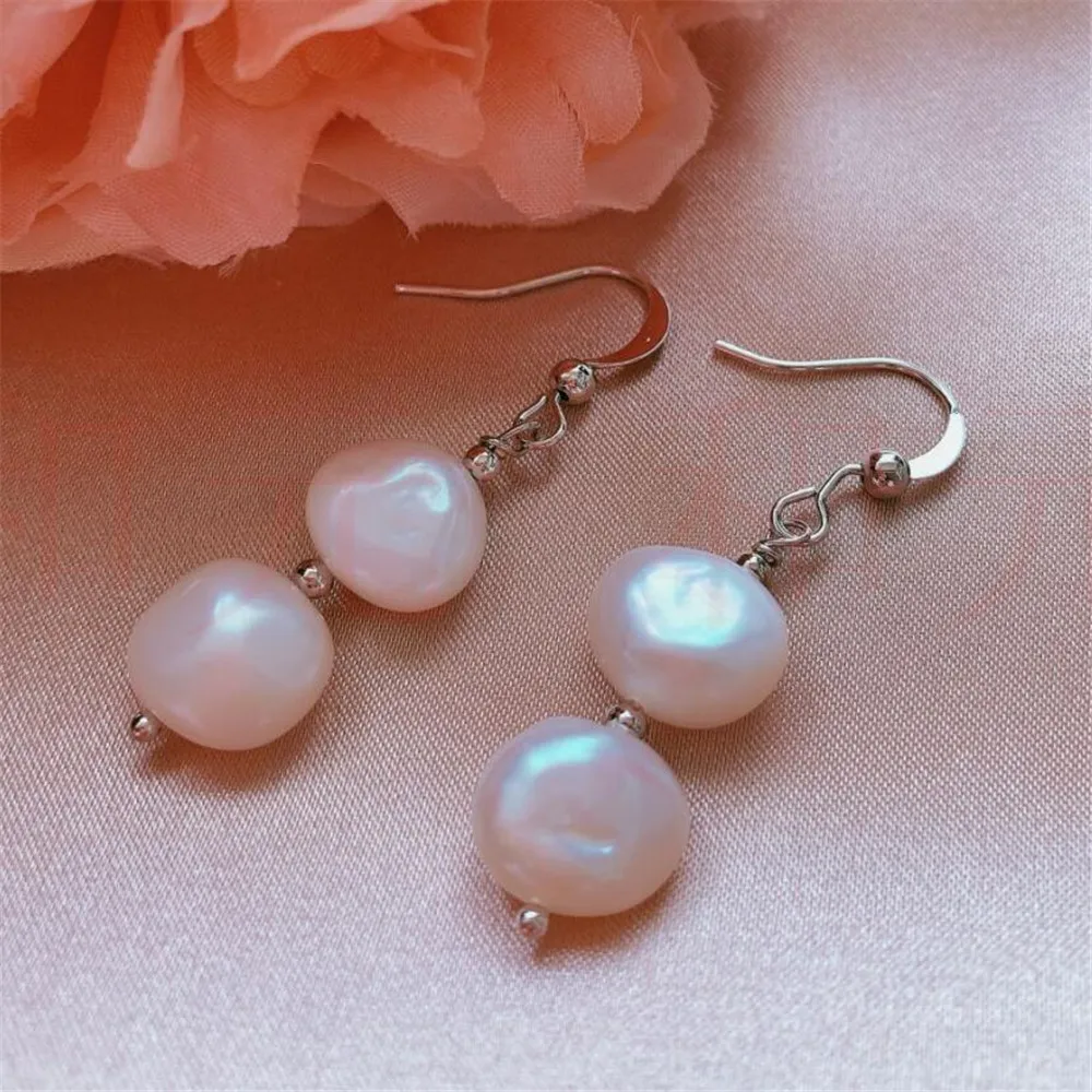 

Серьги серебряные с натуральным жемчугом, серьги-капли, цепочка для девушек, подарок, серьги-гвоздики, подарочные аксессуары, Висячие рожде...