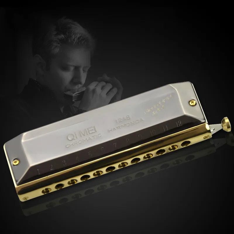 QIMEI Хроматическая губная гармоника Armonica Профессиональный струменти Musicali 12 отверстие 48 тон рот органные профессиональные C Ключ Gaita De Boca