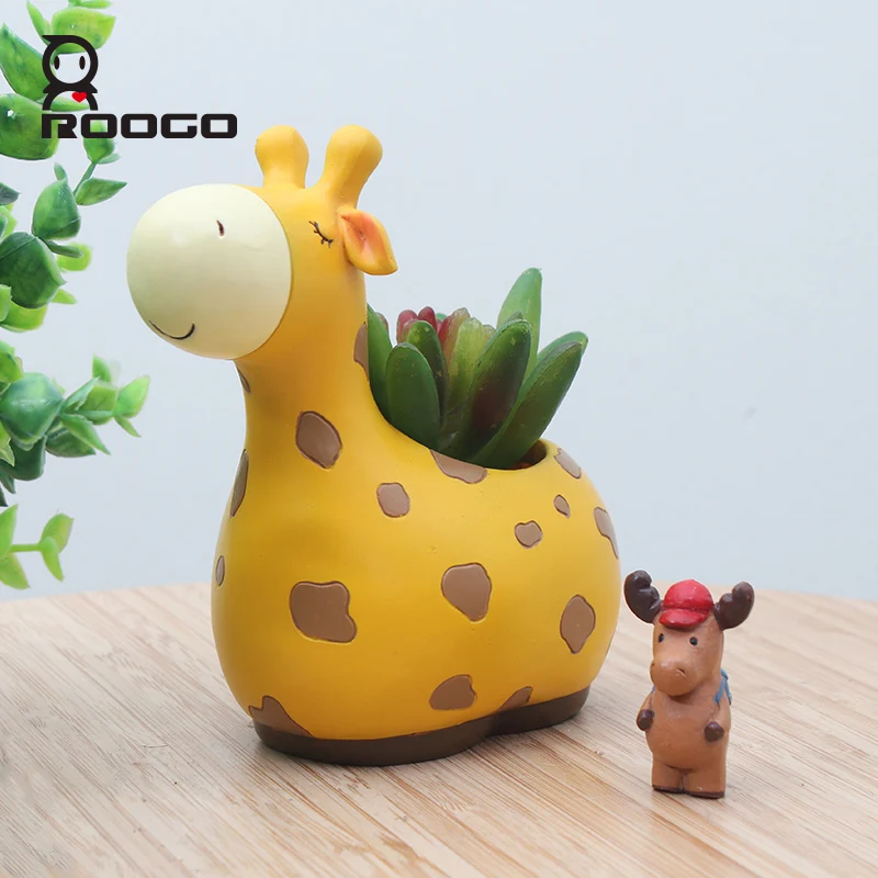 Roogo милый цветочный горшок с животными для суккулентов из смолы домашний садовый