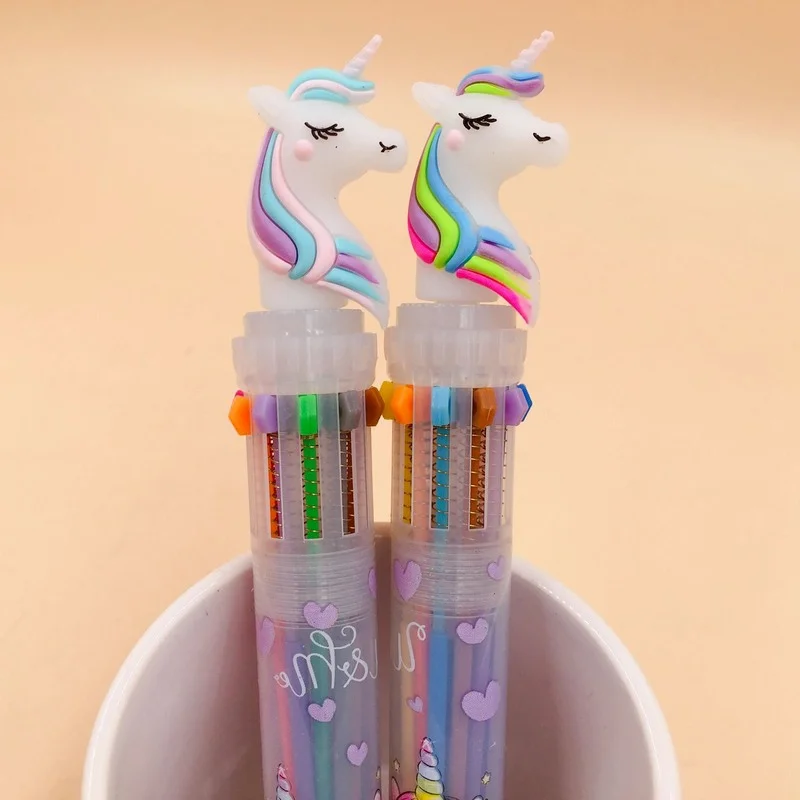 

Cute Unicorn Power 10 Colors Chunky Ballpoint Pen Office Gift Stationery Papelaria Escolar Kawaii Rollerball School Retractable