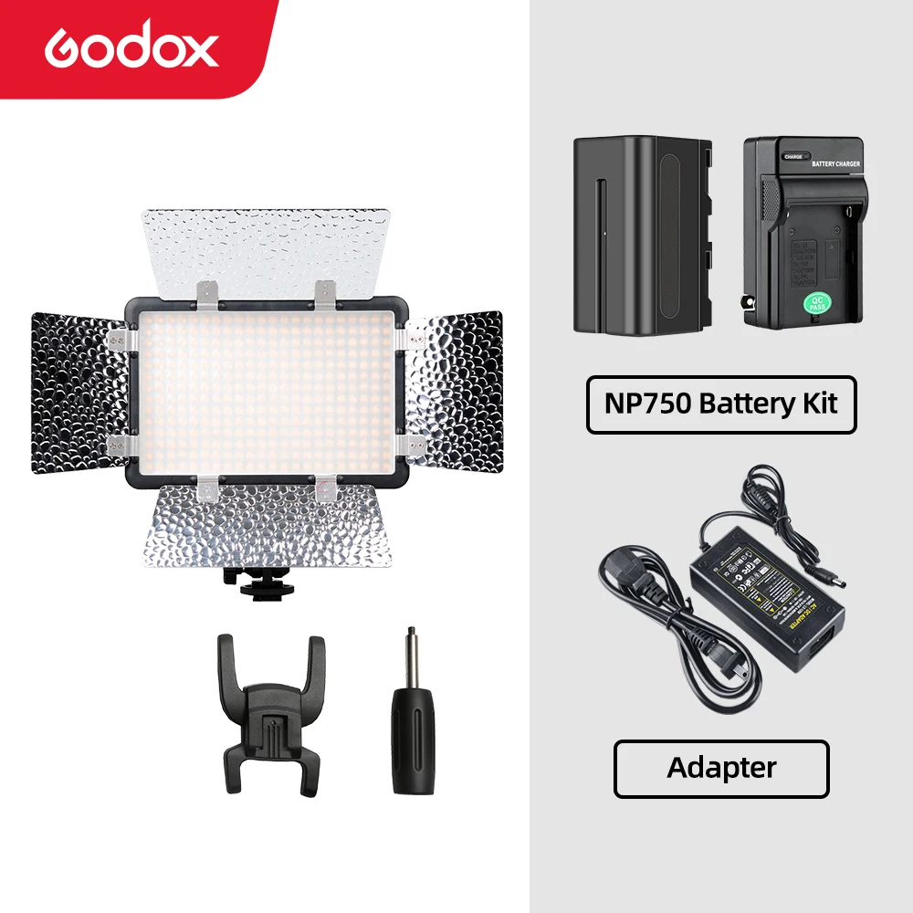 Godox LED308C II LED308 3300K-5600K LED Video Light Lamp + Remote for DV Camcorder Camera+NP770 4400Ahm Battery & Charger - купить по