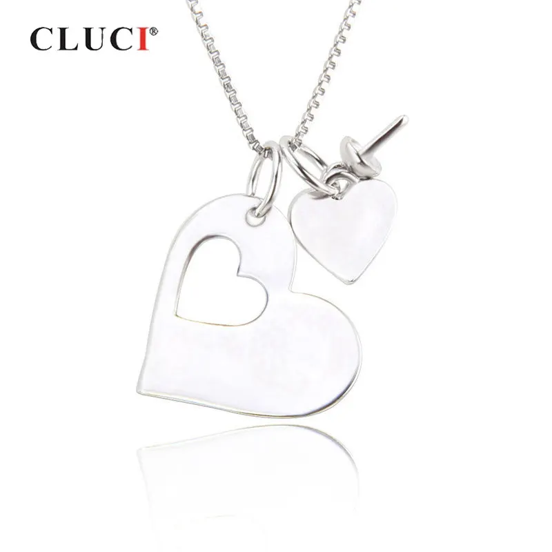 CLUCI 925 пробы Серебряные кулоны в виде сердца из двух частей женское реальное