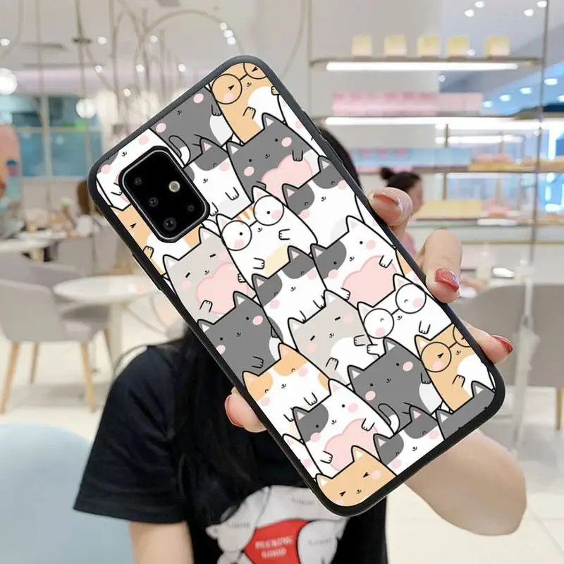 

cartoon cut cat Phone Case For Samsung A6 A7 A8 A10 A11 A20 A21 A30 A31 A40 A50 A70 A80 A91 Plus S E Cover