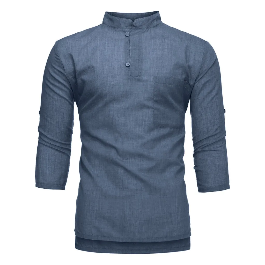 Мужские летние рубашки из пеньковой ткани 7-процентная блузка топы футболки