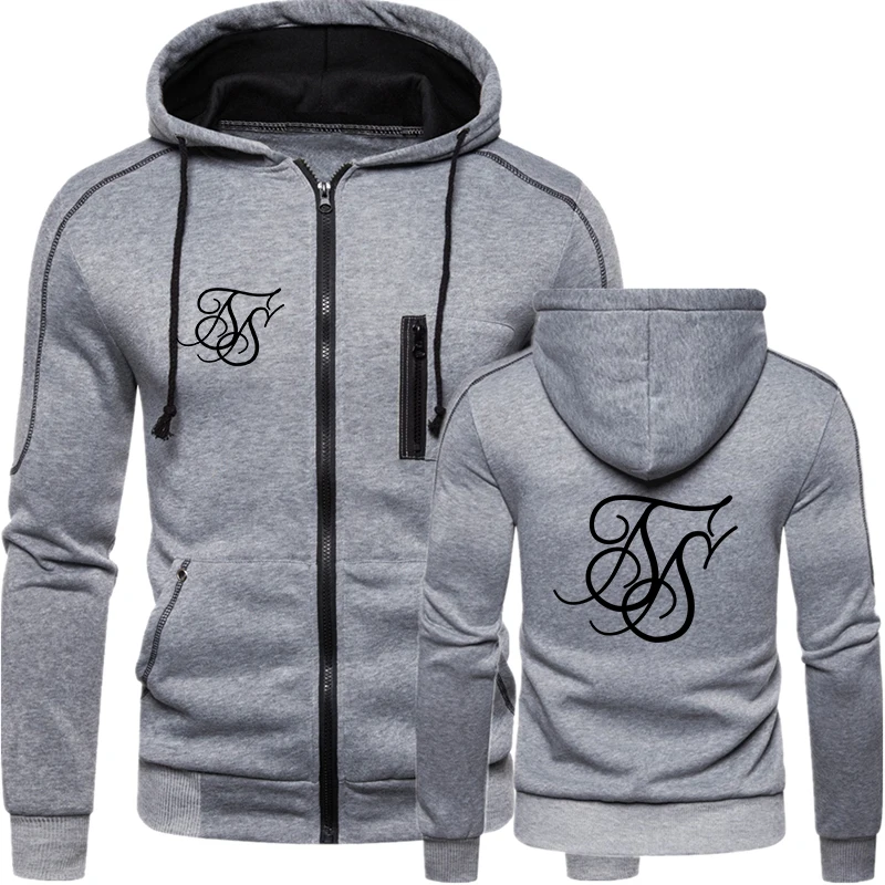 

SikSilk 2021 New Men's Fashion Zipper Hoodie Spring Autumn High Quality Pure Color Long Sleeve Hooded Pullover Sweatshirt