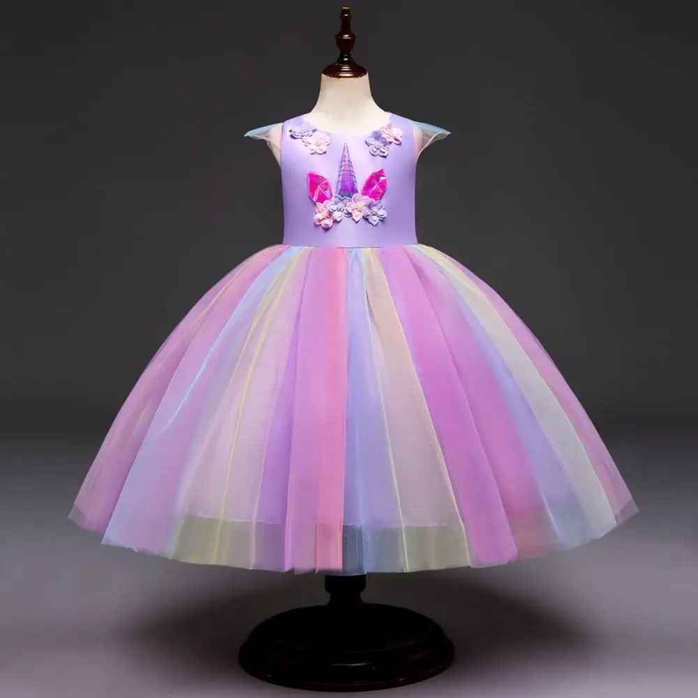 Красивый костюм единорога для маленьких девочек Карнавальный детей платье-пачка