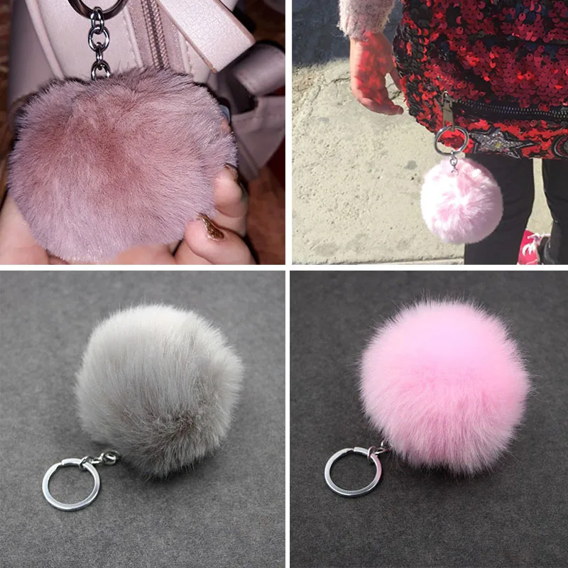 Пушистый меховой помпон брелок для ключей плюшевые игрушки детей мягкий