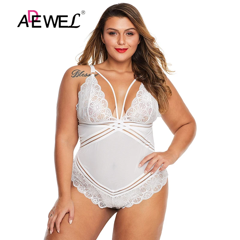 Женский Боди без рукавов ADEWEL белый кружевной боди с глубоким v образным вырезом и